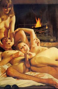 By The Fireplace A Classic Threesome Takes Place